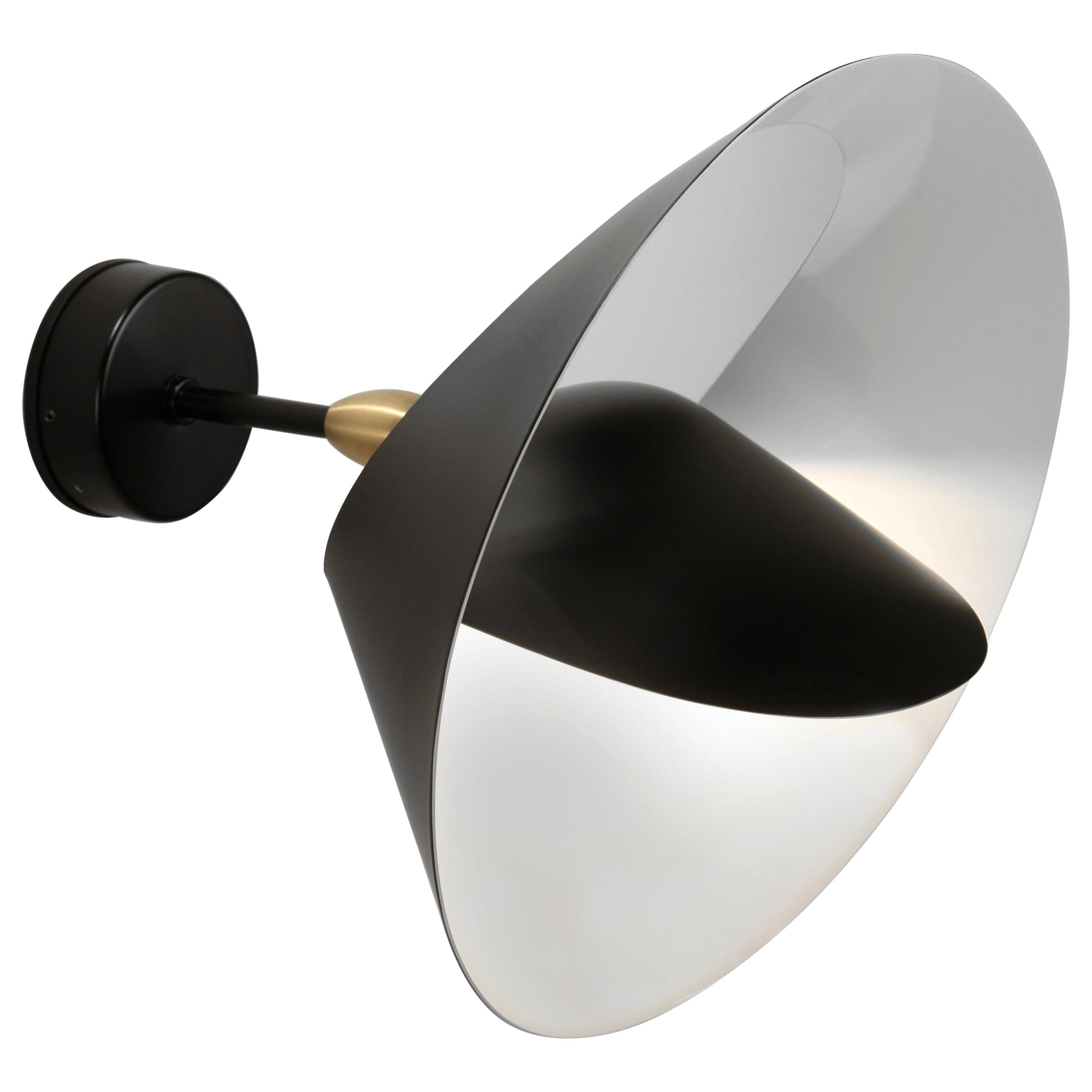 Serge Mouille Mid-Century Modern Black Saturn Wall Lamp For Sale