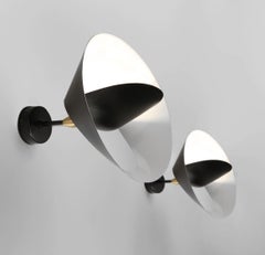 Serge Mouille Mid-Century Modern Black Saturn Wall Lamp Set