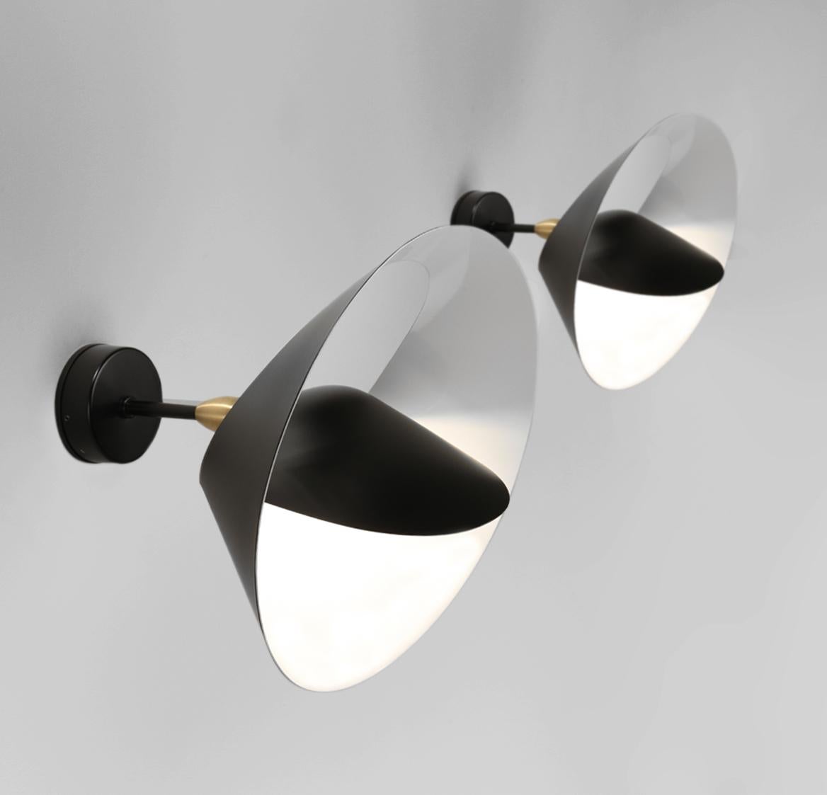 Contemporary Serge Mouille Mid-Century Modern Black Saturn Wall Lamp Set For Sale