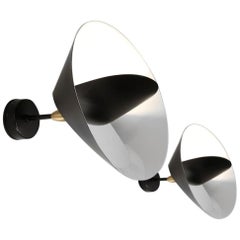 Set di lampade da parete Saturn nere di Serge Mouille, stile metà secolo moderno