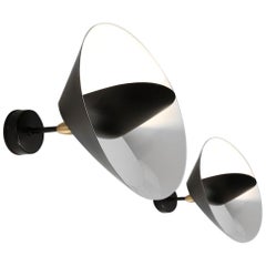 Serge Mouille Mid-Century Modern Black Saturn Wall Lamp Set