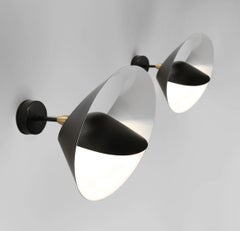 Serge Mouille Mid-Century Modern Black Saturn Wall Lamp Set of Two