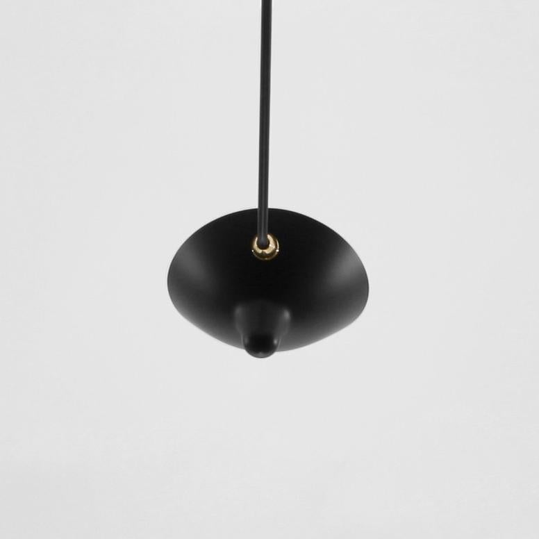 Serge Mouille Mid-Century Modern Black Seven Fixed Arms Spider Ceiling Lamp (Französisch) im Angebot