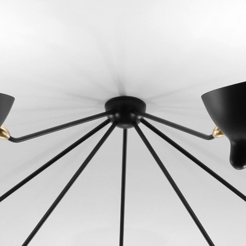 Serge Mouille Mid-Century Modern Black Seven Fixed Arms Spider Ceiling Lamp im Zustand „Neu“ im Angebot in Barcelona, Barcelona