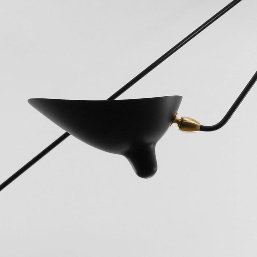Serge Mouille Mid-Century Modern Black Seven Fixed Arms Spider Ceiling Lamp (21. Jahrhundert und zeitgenössisch) im Angebot