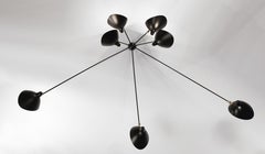 Serge Mouille Mid-Century Modern Black Seven Fixed Arms Spider Wall Ceiling Lamp