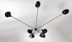 Serge Mouille Mid-Century Modern Black Seven Fixed Arms Spider Wall Ceiling Lamp