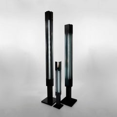 Serge Mouille Mid-Century Modern Black Signal Column Floor Lamp Set