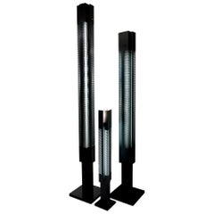 Serge Mouille Mid-Century Modern Black Signal Column Floor Lamp Set