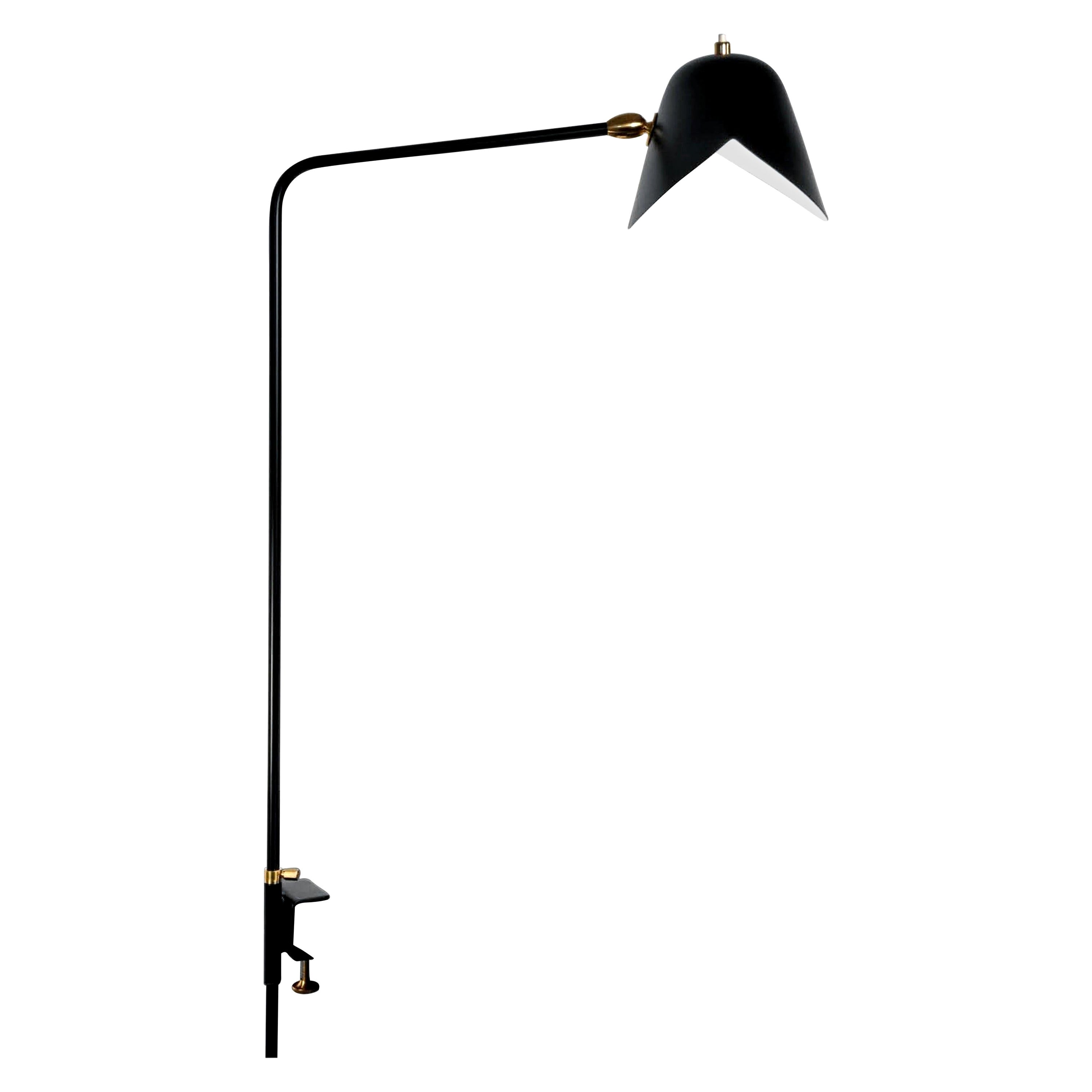 Serge Mouille Mid-Century Modern Black Simple Agrafée Table Lamp For Sale