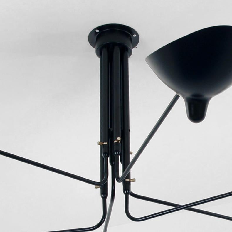 Serge Mouille Mid-Century Modern Black Six Rotating Arms Ceiling Lamp In New Condition For Sale In Barcelona, Barcelona