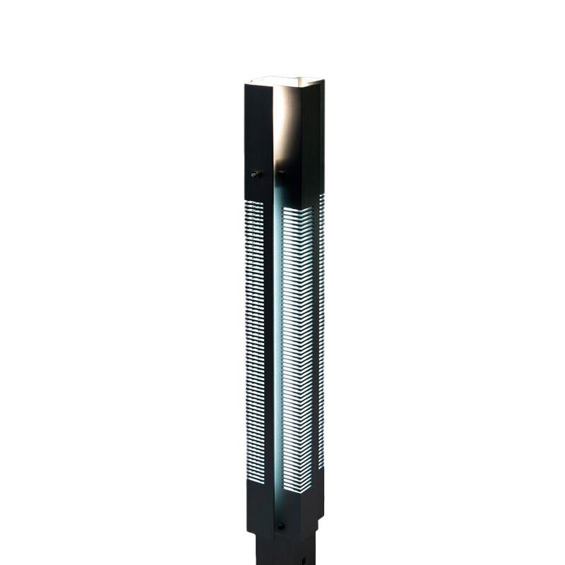 French Serge Mouille Mid-Century Modern Black Small Signal Column Floor Lamp For Sale