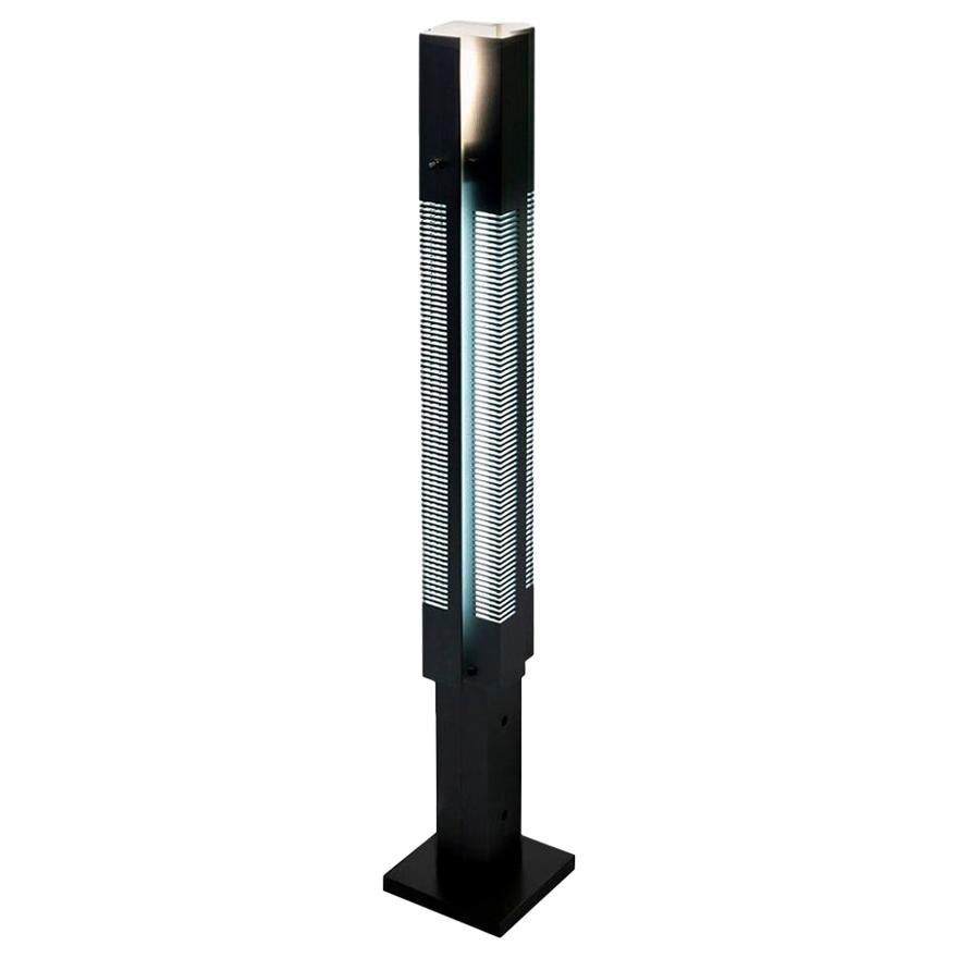 Serge Mouille Mid-Century Modern Black Small Signal Column Floor Lamp For Sale