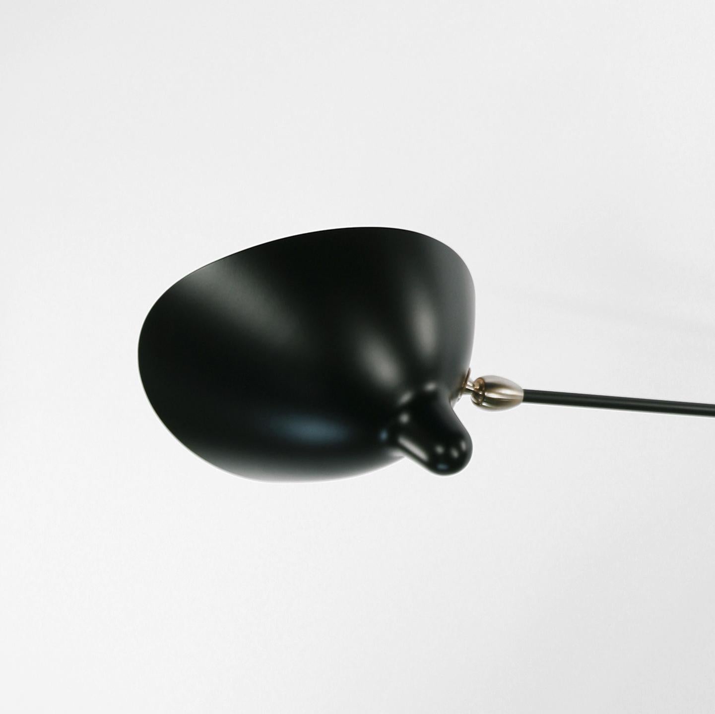 Serge Mouille Mid-Century Modern Black Three Fixed Arms Spider Ceiling Lamp In New Condition For Sale In Barcelona, Barcelona
