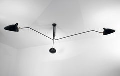 Serge Mouille Mid-Century Modern Black Three Rotating Arms Ceiling Lamp