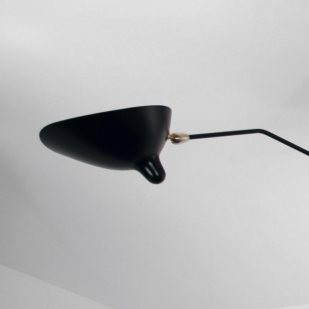 French Serge Mouille Mid-Century Modern Black Three Rotating Arms Ceiling Lamp For Sale
