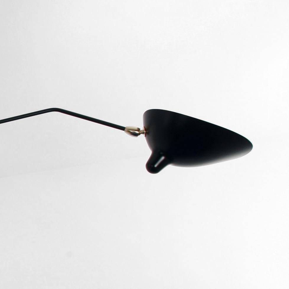 Contemporary Serge Mouille Mid-Century Modern Black Three Rotating Arms Ceiling Lamp For Sale