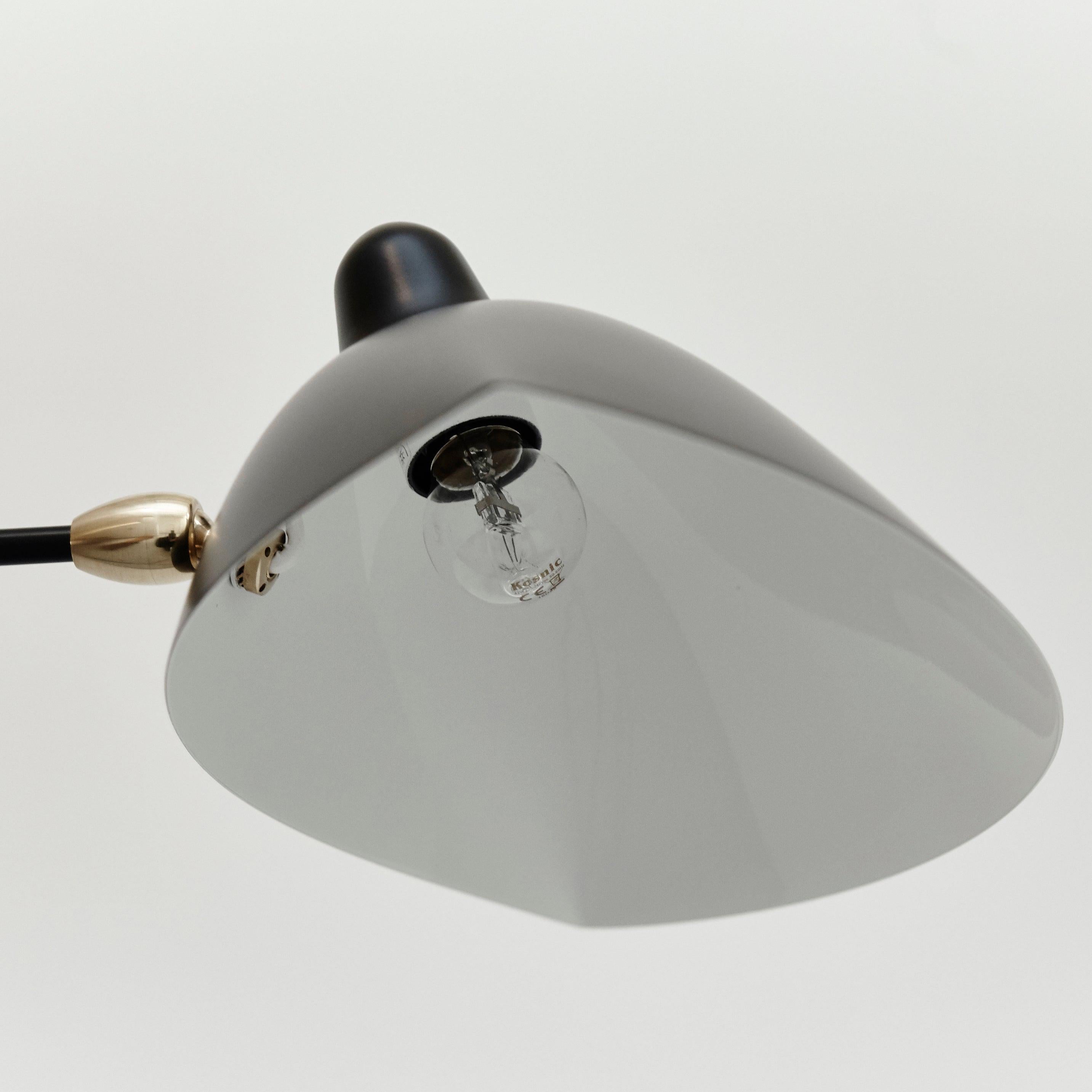 Lampada da terra a tre bracci rotanti nera di Serge Mouille, stile metà secolo moderno in vendita 5