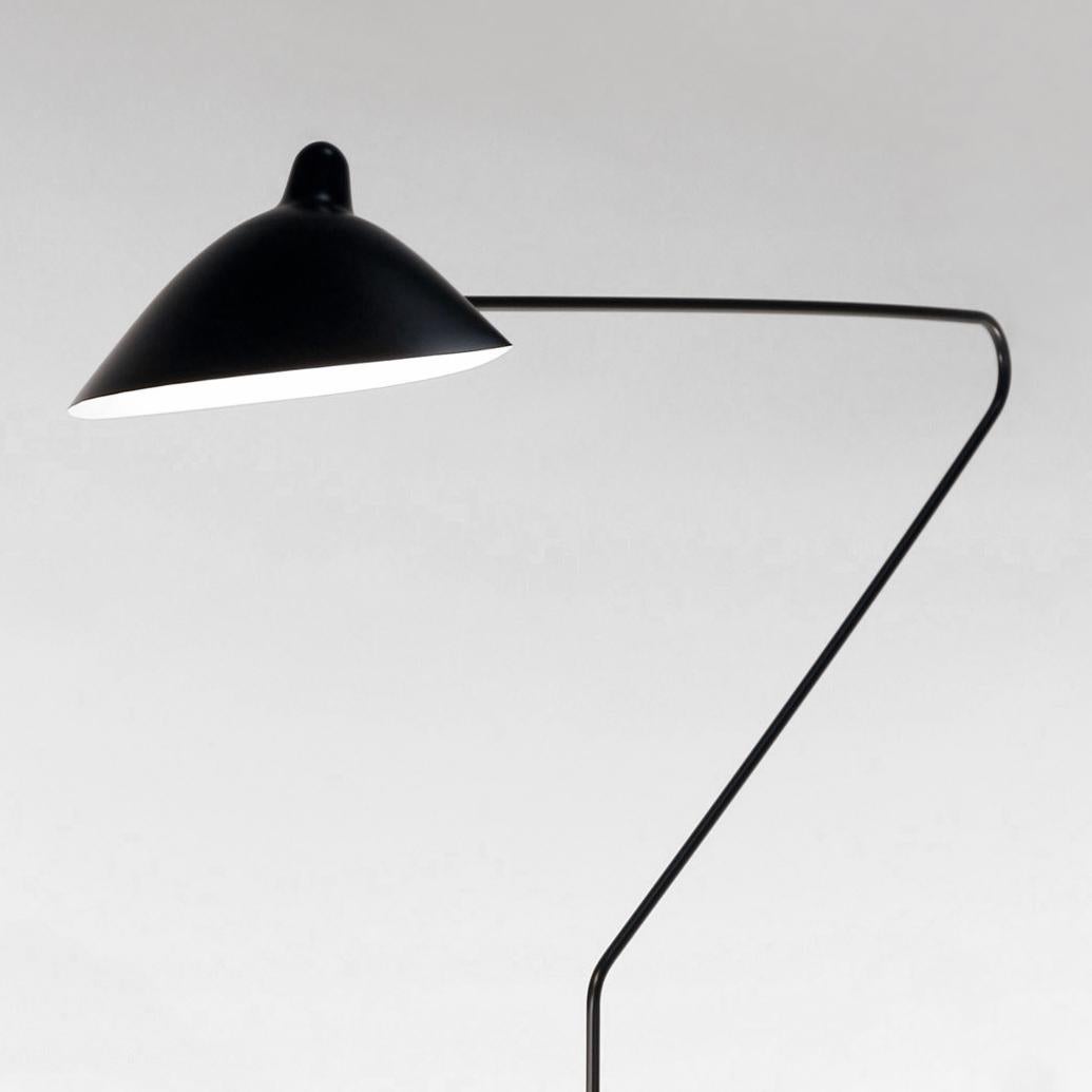 Aluminum Serge Mouille Mid-Century Modern Black Three Rotating Arms Floor Lamp