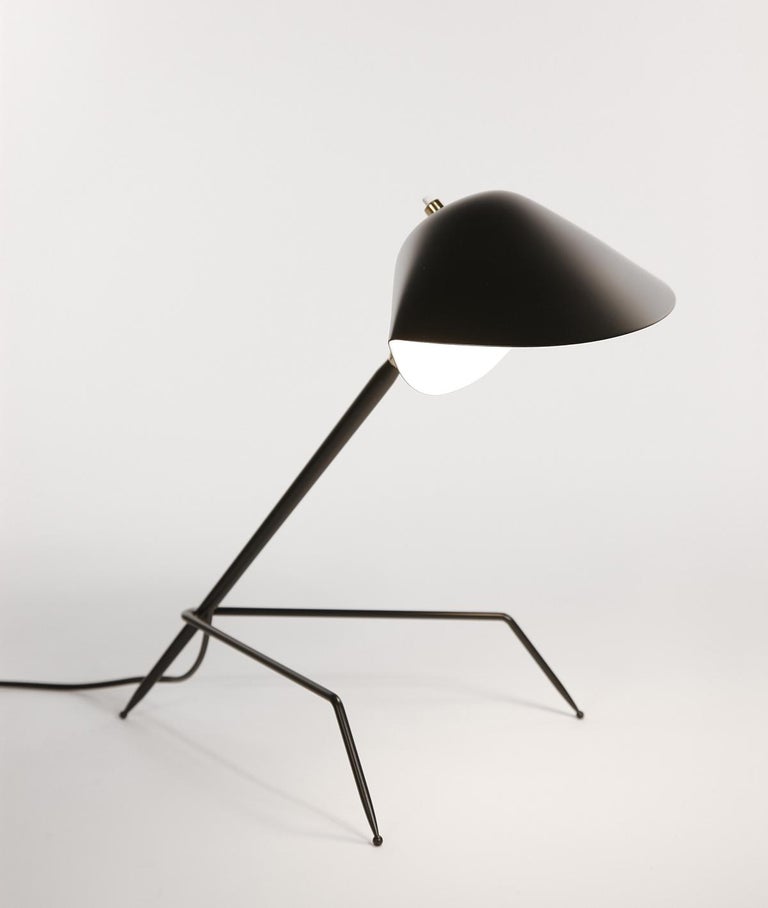Serge Mouille Mid-Century Modern Black Tripod Lamp For Sale at 1stDibs