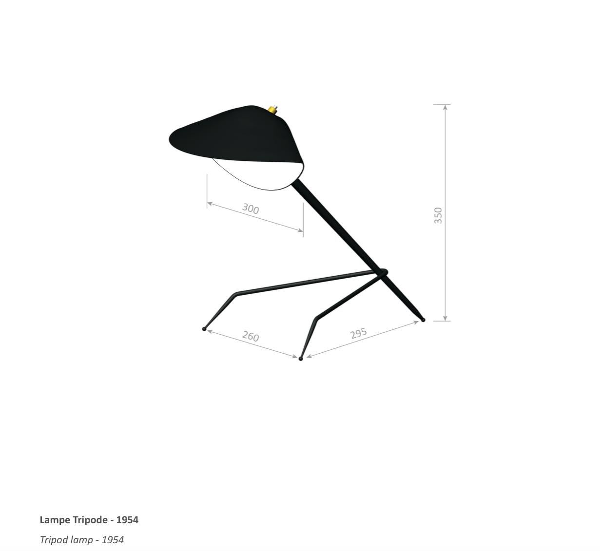 XXI secolo e contemporaneo Lampada a treppiede nera moderna di metà secolo di Serge Mouille in vendita