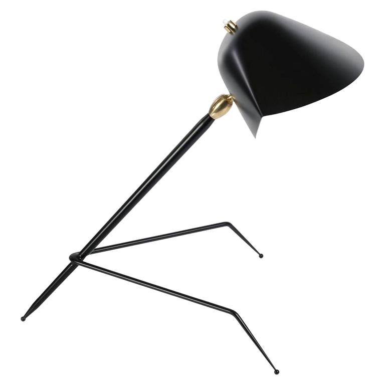 Serge Mouille Mid-Century Modern Black Tripod Lamp For Sale