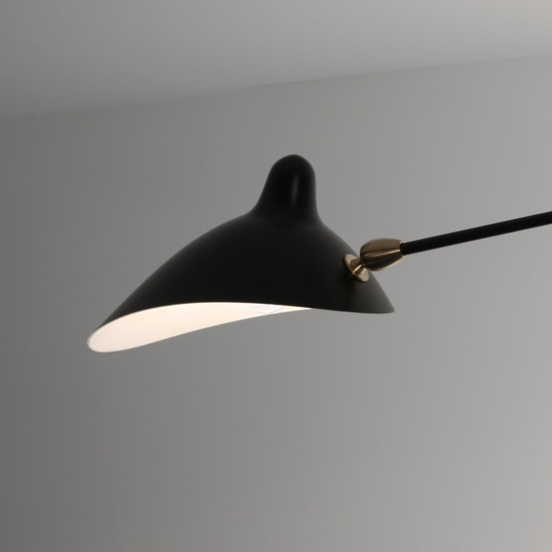 Serge Mouille Mid-Century Modern Black Two Fixed Arms Ceiling Lamp In New Condition In Barcelona, Barcelona