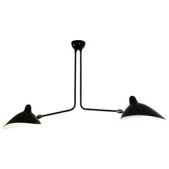 Serge Mouille Mid-Century Modern Black Two Fixed Arms Ceiling Lamp