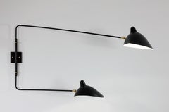 Serge Mouille Mid-Century Modern Black Two Rotating Straight Arms Wall Lamp