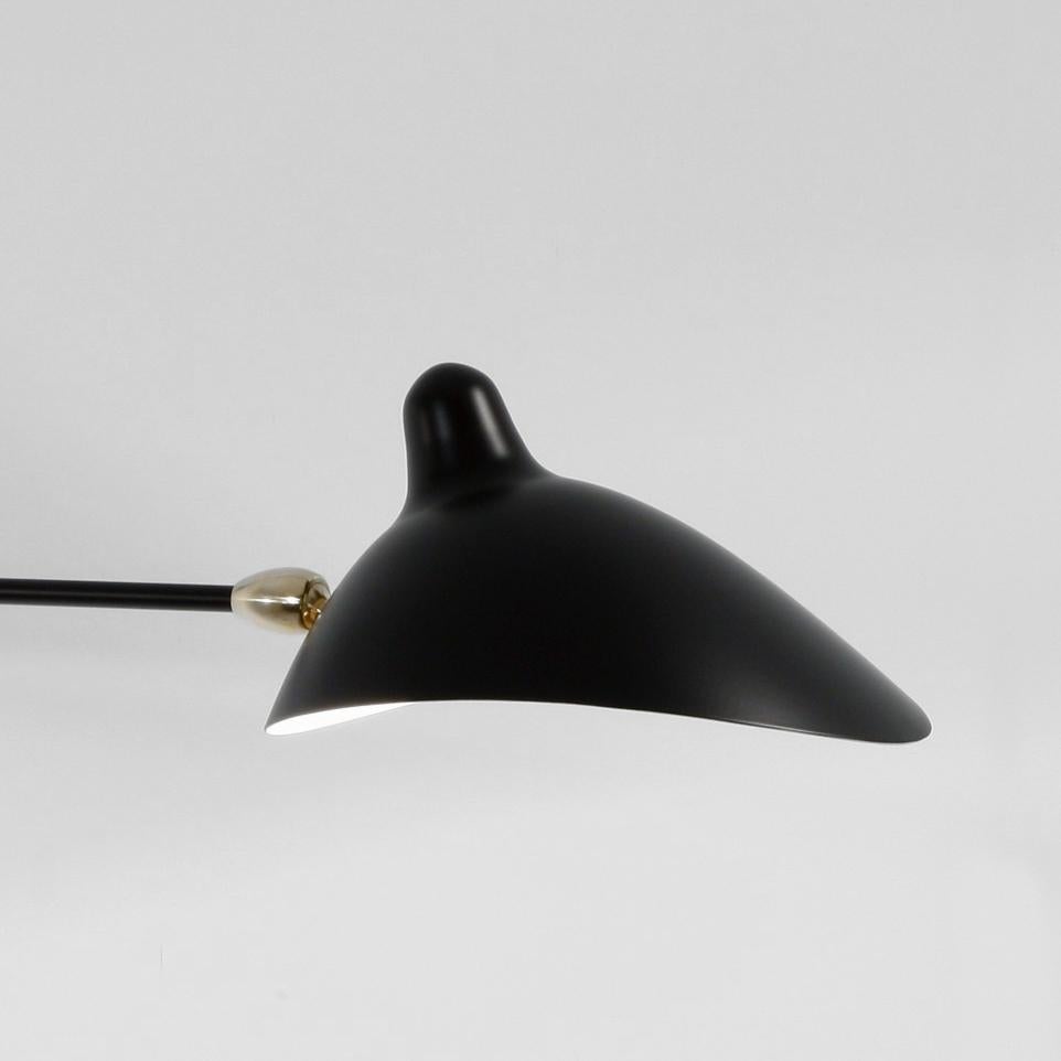 Serge Mouille Mid-Century Modern Black Two Rotating Straight Arms Wall Lamp In New Condition For Sale In Barcelona, Barcelona