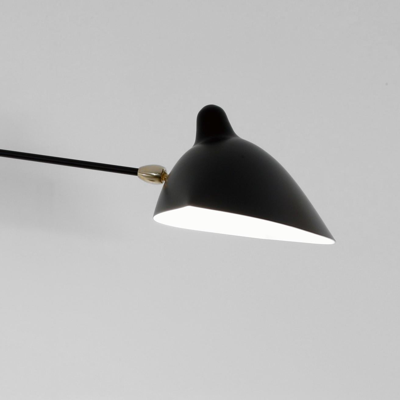 Serge Mouille, lampada da parete a due bracci dritti rotanti, nera, moderna, del metà del secolo. In condizioni Nuovo in vendita a Barcelona, Barcelona