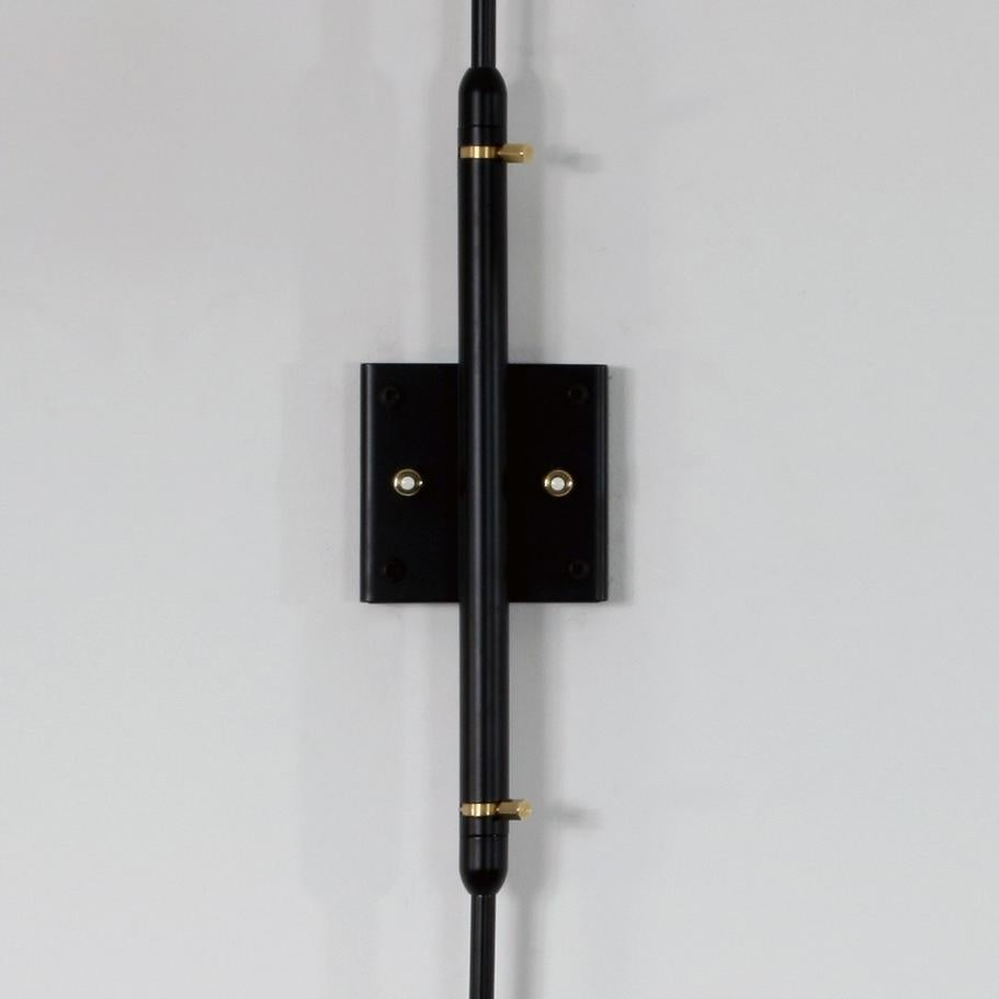 Serge Mouille Mid-Century Modern Black Two Rotating Straight Arms Wall Lamp 1
