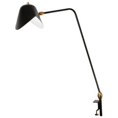 Serge Mouille Mid-Century Modern Black Two Swivels Agrafée Table Lamp