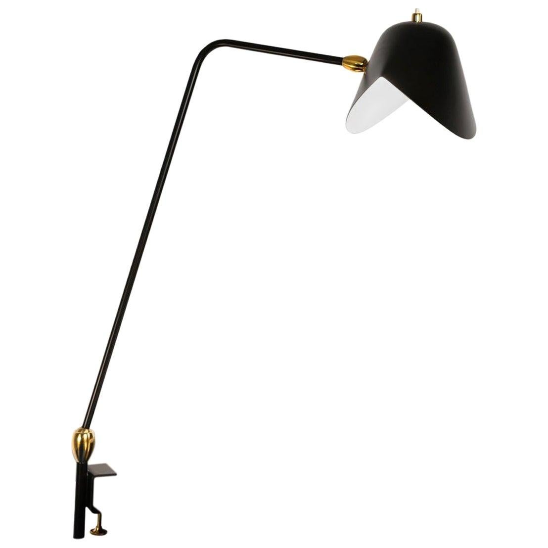 Serge Mouille Mid-Century Modern Black Two Swivels Agrafée Table Lamp For Sale