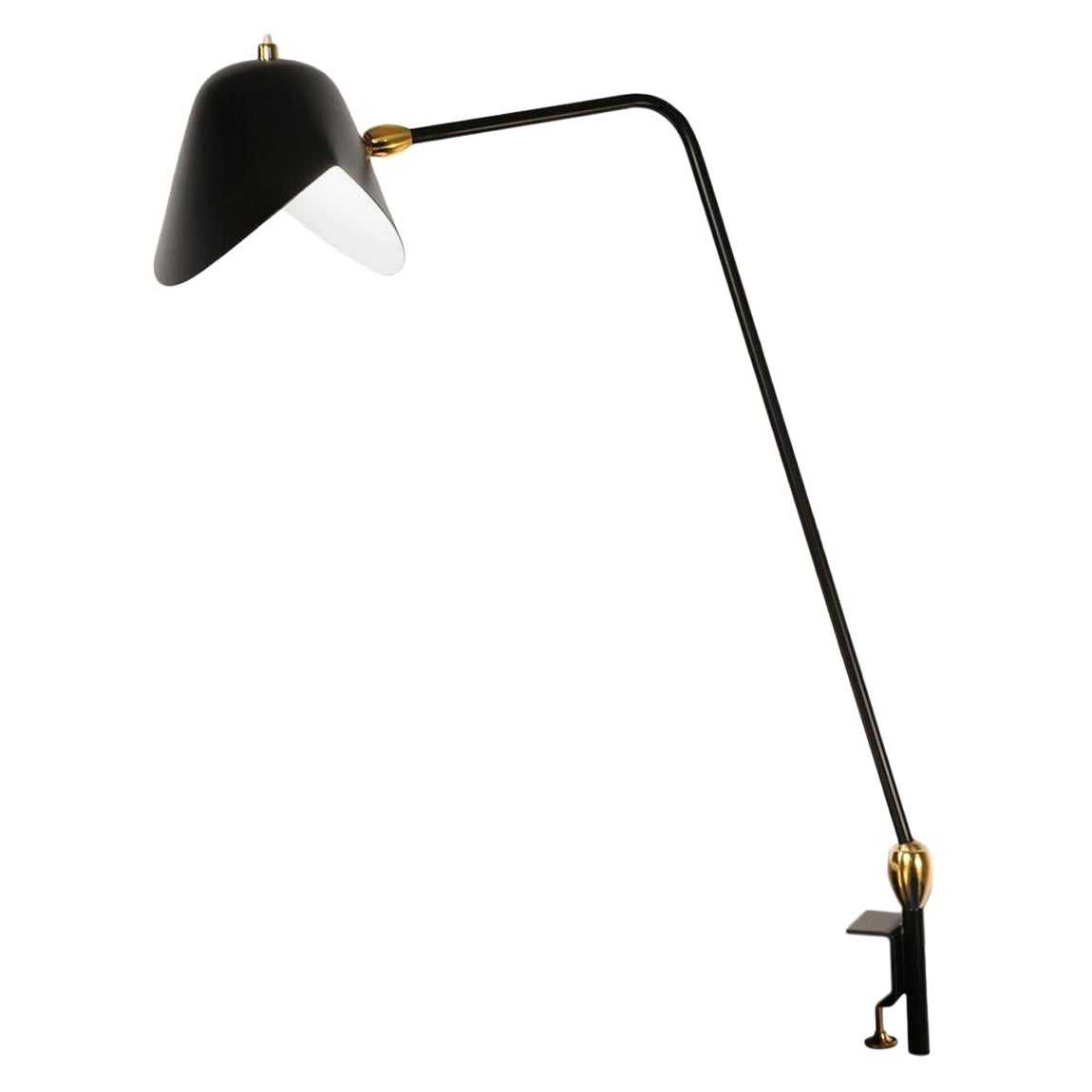 Serge Mouille Mid-Century Modern Black Two Swivels Agrafée Table Lamp