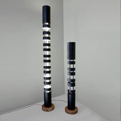 Serge Mouille Mid-Century Modern Large and Small Totem Column Floor Lamp Set
