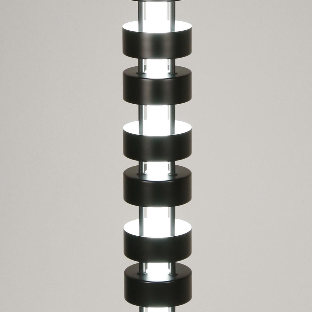 Contemporary Serge Mouille Mid-Century Modern Large and Small Totem Column Floor Lamp Set For Sale