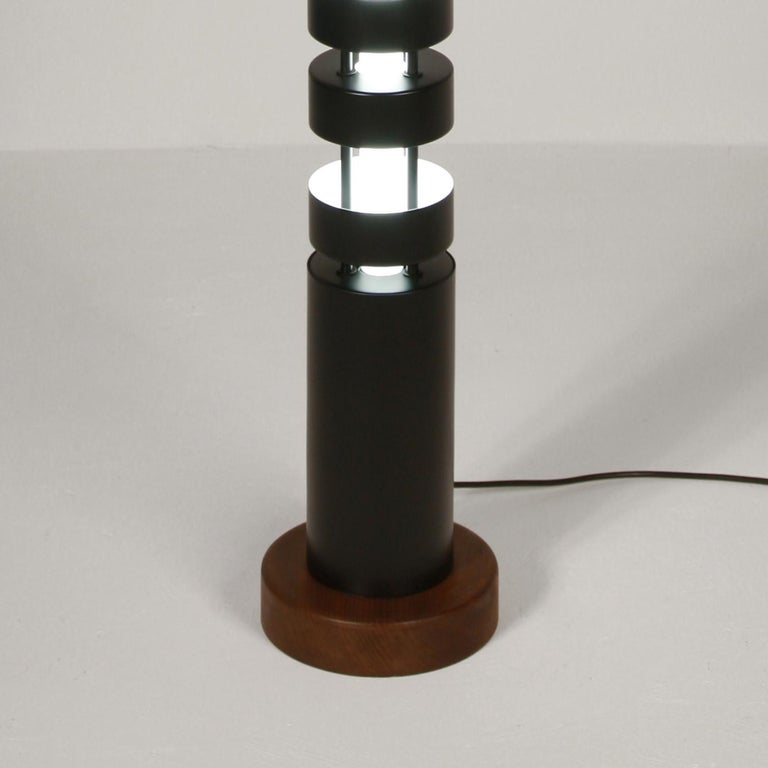 Aluminum Serge Mouille Mid-Century Modern Large and Small Totem Column Floor Lamp Set