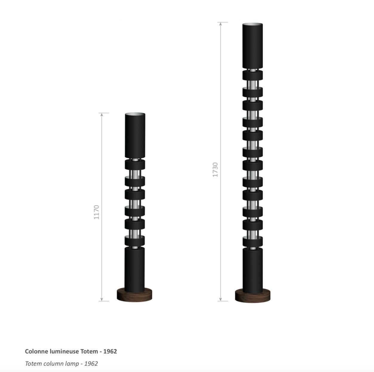 Serge Mouille Mid-Century Modern Large and Small Totem Column Floor Lamp Set For Sale 2