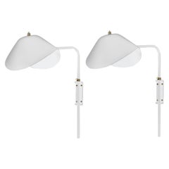 Serge Mouille - Lampe murale blanche Anthony moderne du milieu du siècle - Ensemble de supports de fixation Whit