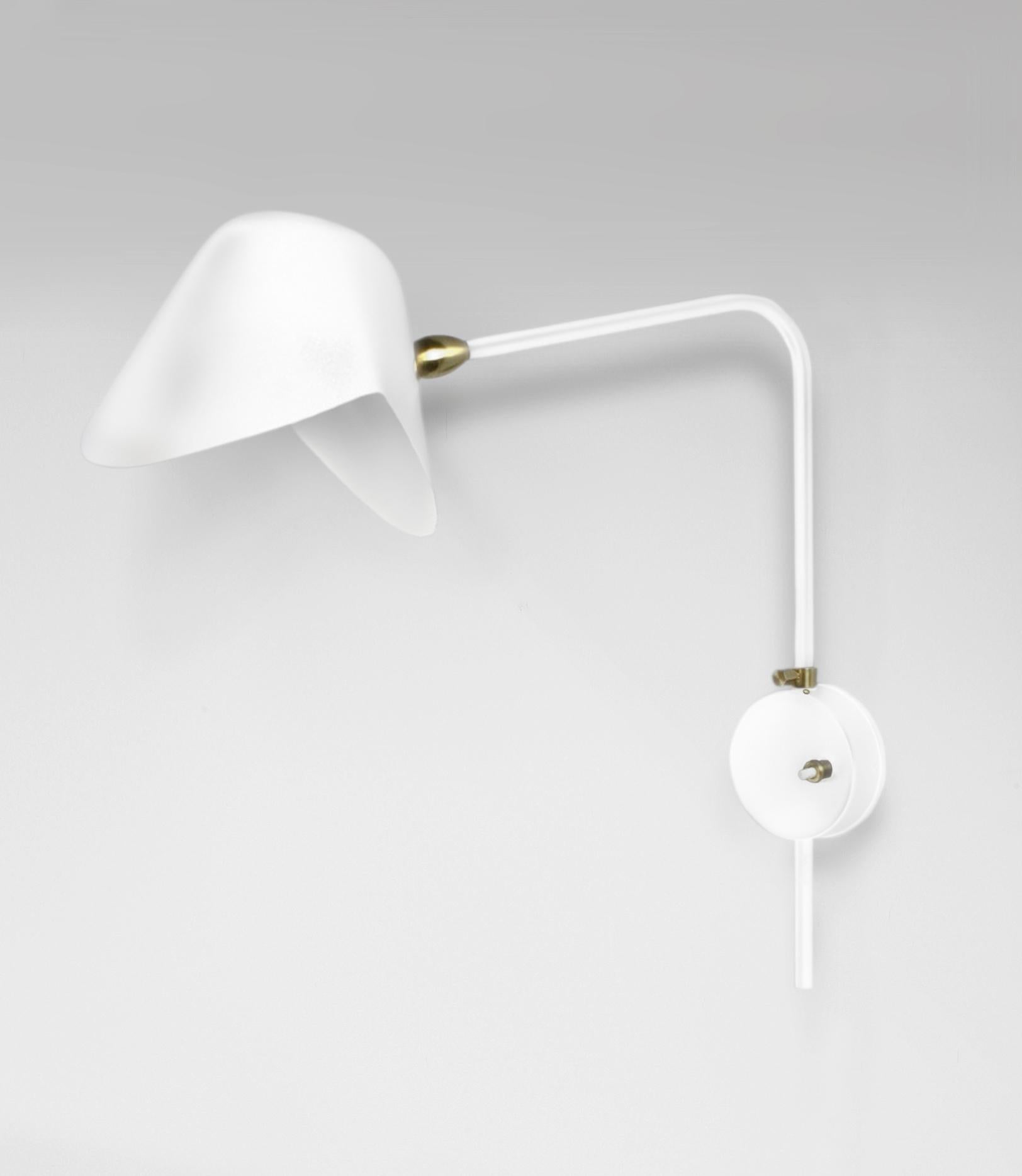 Wall sconce lamp model 'Anthony Wall Lamp With Round Fixation Box' designed by Serge Mouille in 1953.

Manufactured by Editions Serge Mouille in France. The production of lamps, wall lights and floor lamps are manufactured using craftsman’s