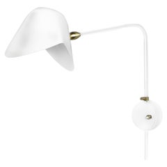 Serge Mouille Mid-Century Modern White Anthony Wall Lamp with Round Fixation Box