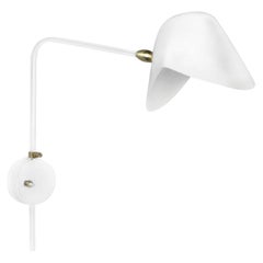 Lampe murale Anthony blanche Serge Mouille, moderne du milieu du siècle dernier, avec boîte de fixation ronde