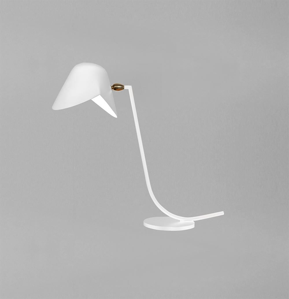 French Serge Mouille Mid-Century Modern White Antony Table Lamp For Sale