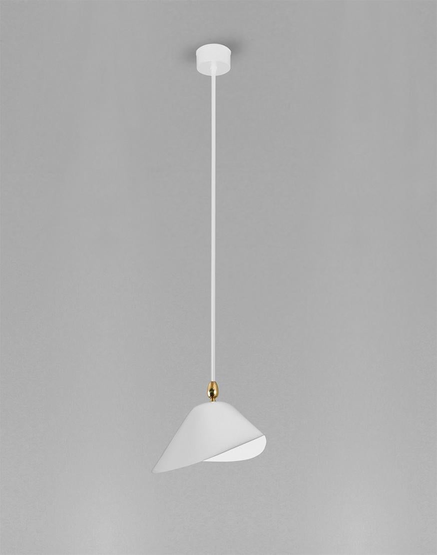 French Serge Mouille Mid-Century Modern White Bibliothèque Ceiling Lamp For Sale