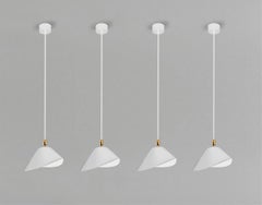 Serge Mouille Mid-Century Modern White Bibliothèque Ceiling Lamp Set