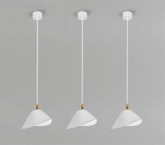 Serge Mouille Mid-Century Modern White Bibliothèque Ceiling Lamp Set