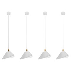 Serge Mouille Mid-Century Modern White Bibliothèque Ceiling Lamp Set