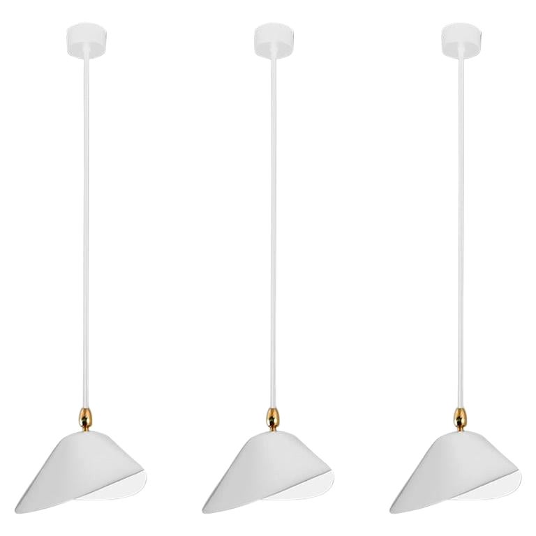 Serge Mouille Mid-Century Modern White Bibliothèque Ceiling Lamp Set