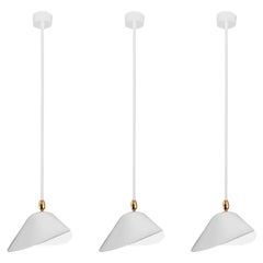 Serge Mouille Mid-Century Modern White Bibliothèque Ceiling Lamp Set